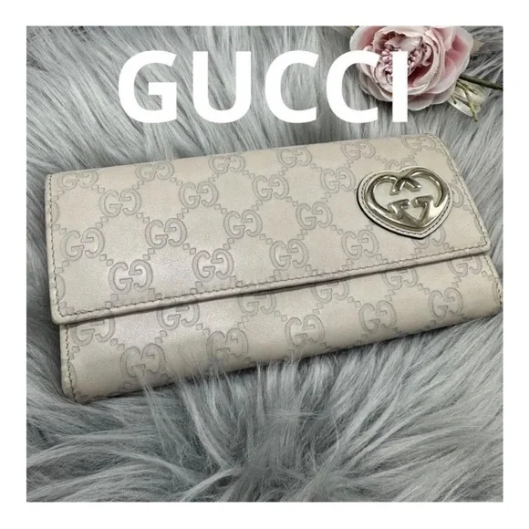 Gucci Guccissima Long Wallet Ivory Leather Interlocking Lovely Monogram - Picture 2 of 10